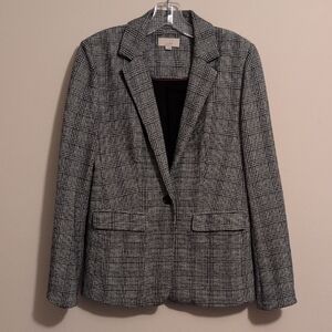 LOFT Black and White Checkered Blazer